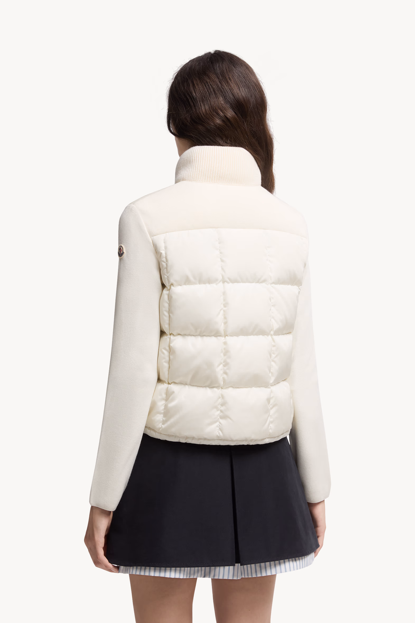 Cardigan zippé en laine à matelassage en carré Femmes Blanc Moncler 5
